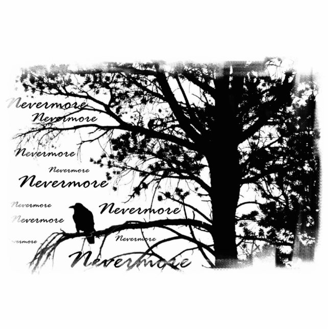 B&W Nevermore Raven Silhouette Statuette (Front)