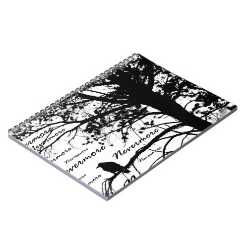 BW Nevermore Raven Tree Silhouette _ EA Poe Notebook