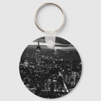 B&W New York City at Night Keychain