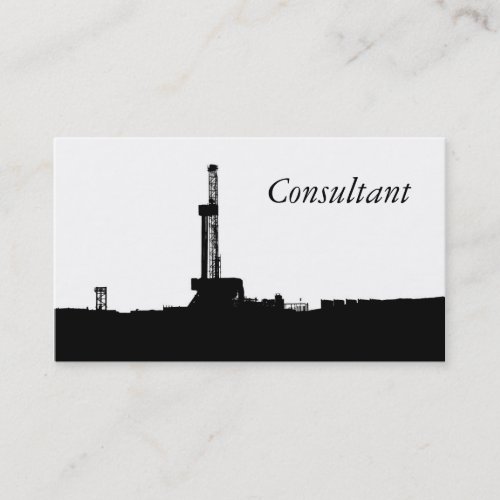 BW Oil Drilling Rig Silhouette Business Card