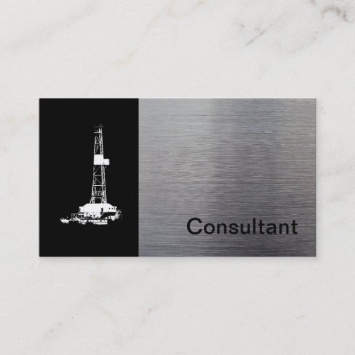 Customizable B/W Oil Well Pumping Unit Business Card