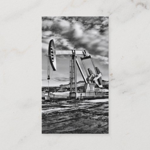 Customizable B/W Oil Well Pumping Unit Business Card Business Card Templates