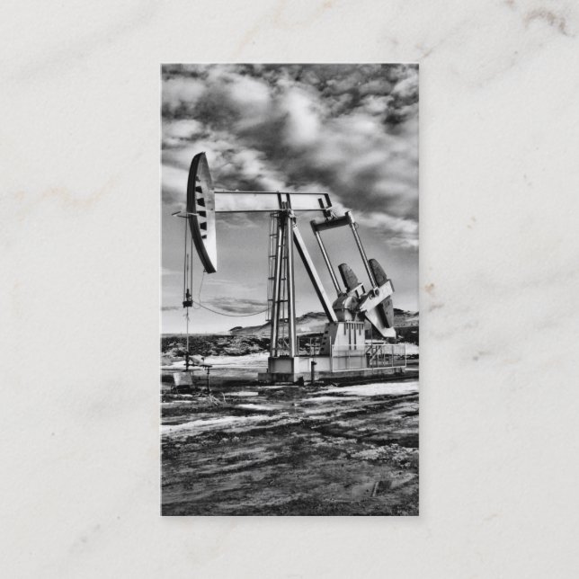 B/W Oil Well Pumping Unit Business Card (Front)