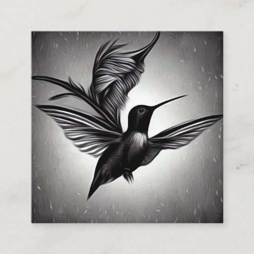 BW Painted Hummingbird Square Business Card