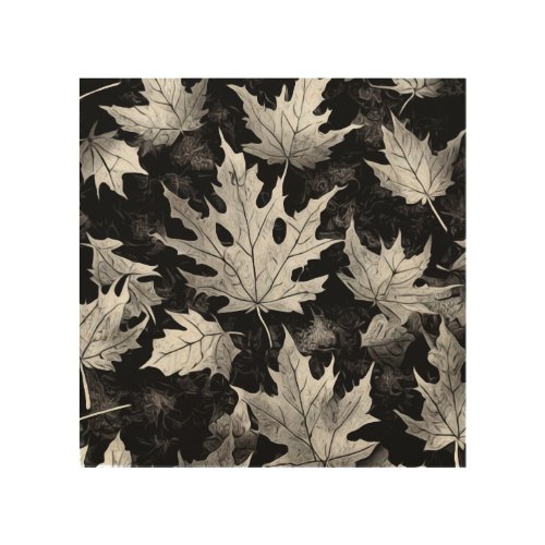 BW Painted Leaves Wood Wall Art