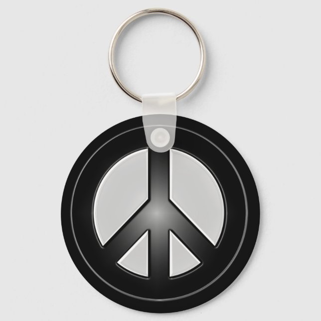 b&w peace sign keychain (Front)