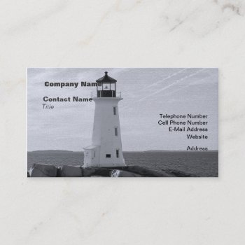 B&w Peggy's Cove Lighthouse Business Card by atlanticdreams at Zazzle