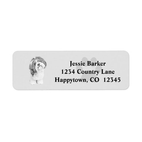 BW Pencil Shih Tzu Return Address Label