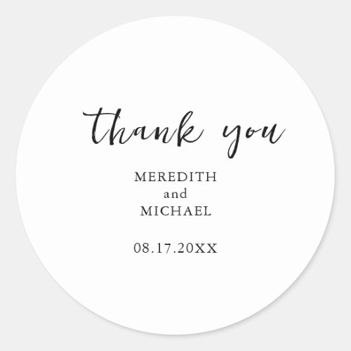 BW Personalized Dated Thank You Classic Round Sticker