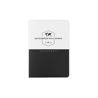 B&W Personalized Passport Holder