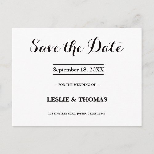 BW Personalized Save the Date Postcard