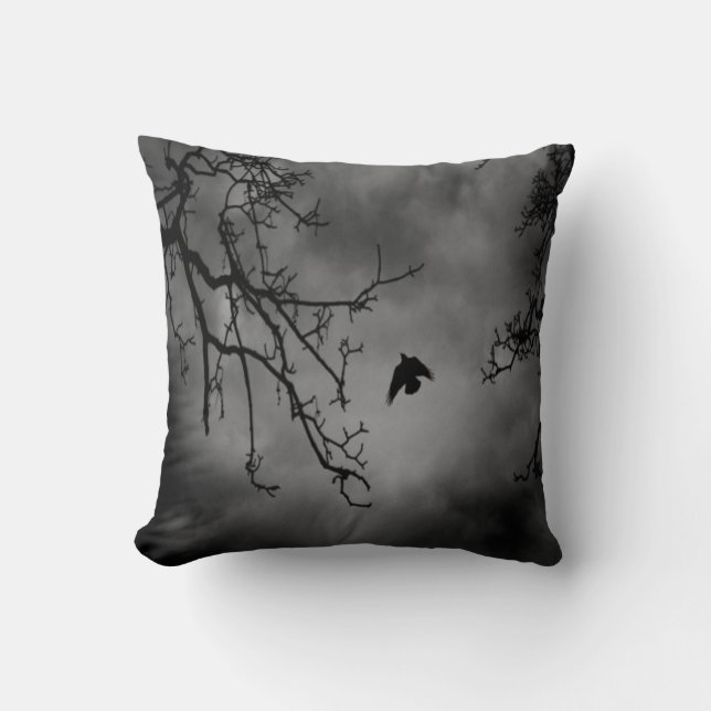 B&W Photo-Bird Flying #1-Pillow Throw Pillow (Front)