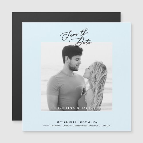 BW Photo Ice Blue Wedding Save the Date  Magnetic Invitation