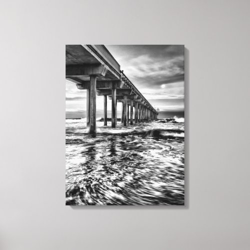 BW pier at dawn California Canvas Print