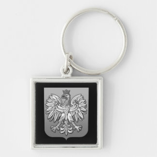 B/W Polish Eagle Shield Keychain