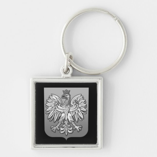 B/W Polish Eagle Shield Keychain (Front)
