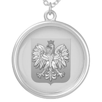 B/W Polish Eagle Shield Silver Plated Necklace