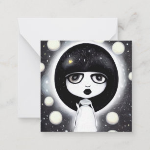 B&W Pop Surrealism Little Doll Note Card