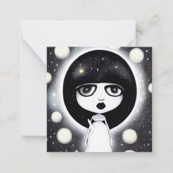 B&w Pop Surrealism Little Doll Note Card by VoXeeD at Zazzle