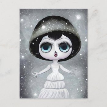 B&w Pop Surrealism White Dress Doll Postcard by VoXeeD at Zazzle