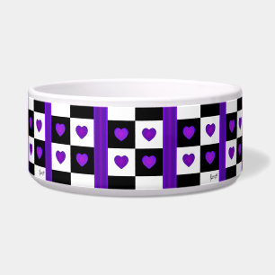 B&W Purple Hearts Beating Bowl