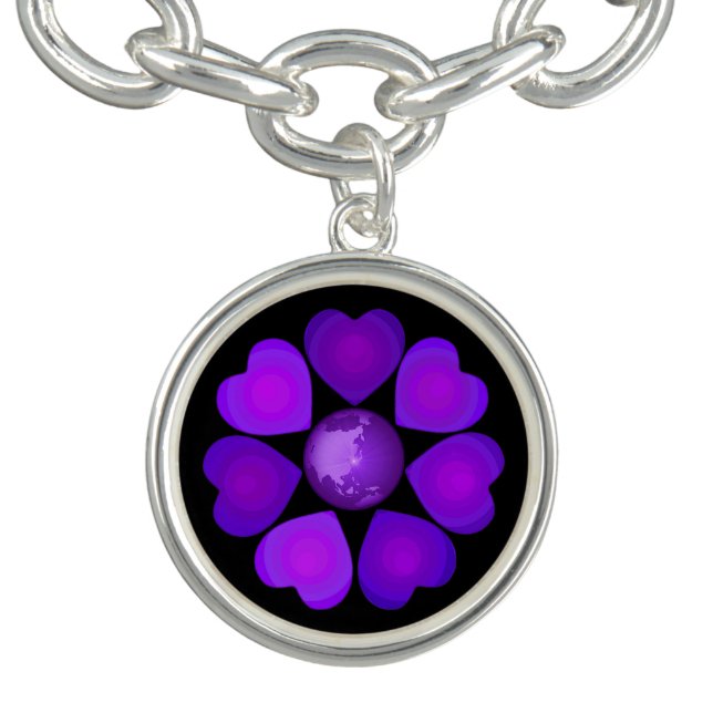 B&W Purple Hearts Beating Bracelet (Design)