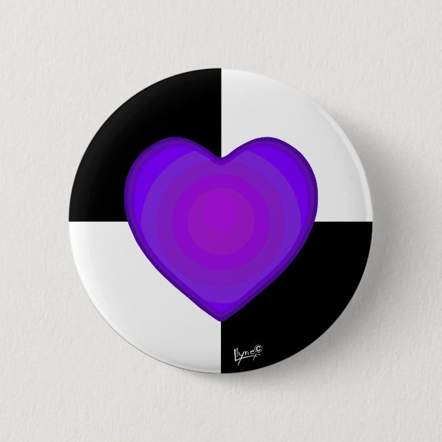 B&W Purple Hearts Beating Button (Front)