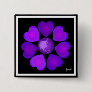 B&W Purple Hearts Beating Button