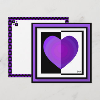 B&W Purple Hearts Beating Card