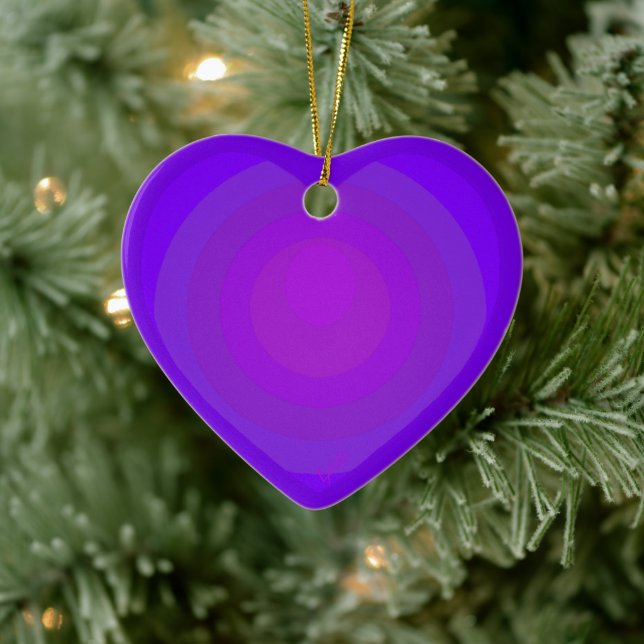 B&W Purple Hearts Beating Ceramic Ornament (Tree)