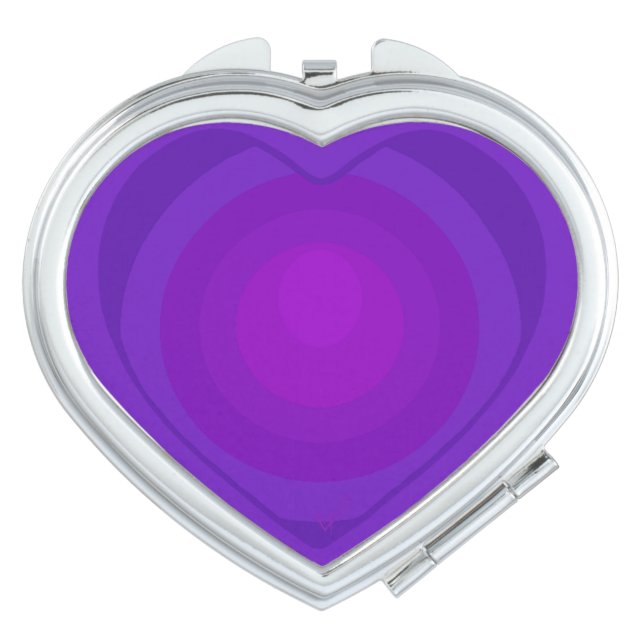 B&W Purple Hearts Beating Compact Mirror (Front)