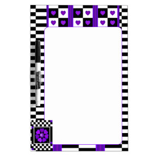 B&W purple hearts beating Dry Erase Board