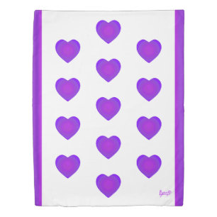 B&W Purple Hearts Beating Duvet Cover