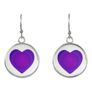 B&W Purple Hearts Beating Earrings