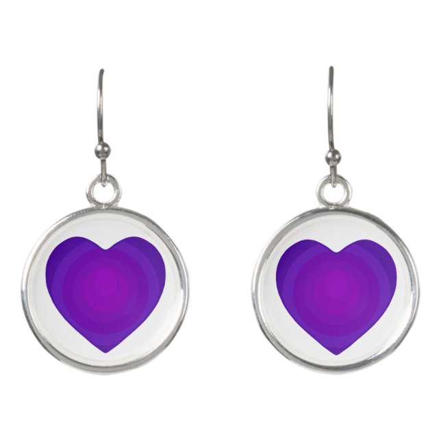 B&W Purple Hearts Beating Earrings (Front)