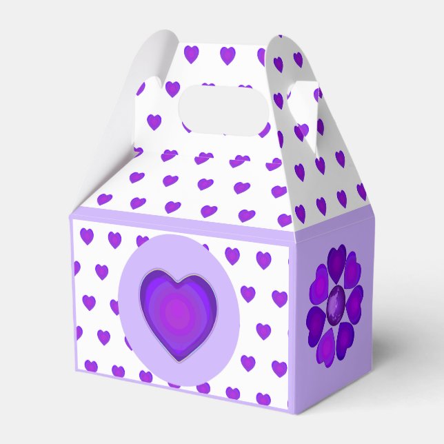 B&W Purple Hearts Beating Favor Box (Back Side)