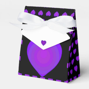 B&W Purple Hearts Beating Favor Boxes