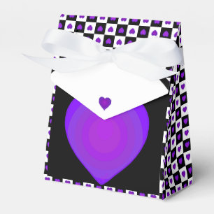 B&W Purple Hearts Beating Favor Boxes