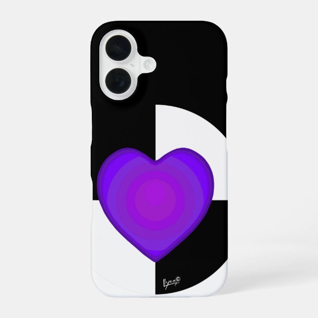 B&W Purple Hearts Beating iPhone Case (Back)