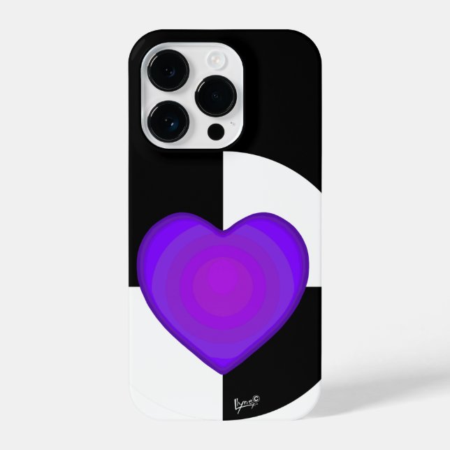 B&W Purple Hearts Beating iPhone Case (Back)