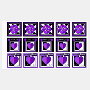 b&w Purple hearts beating Labels