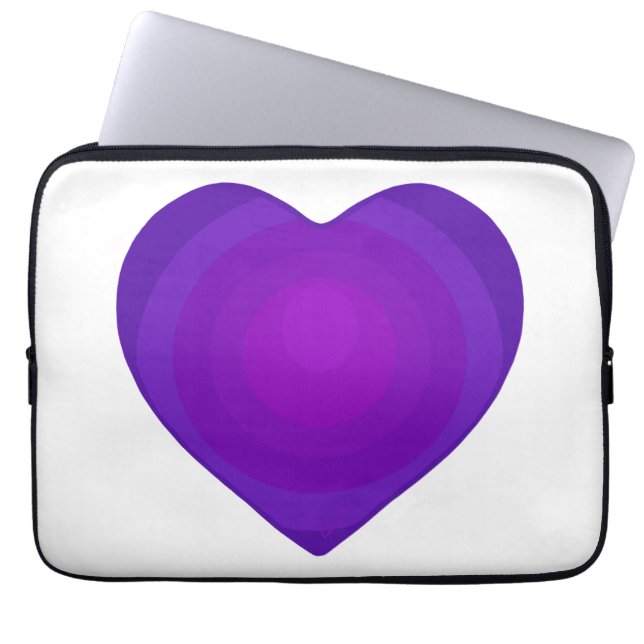 B&W Purple Hearts Beating Laptop Sleeve (Front)