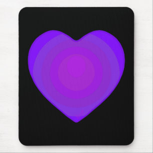 B&W Purple Hearts Beating Mouse Pad
