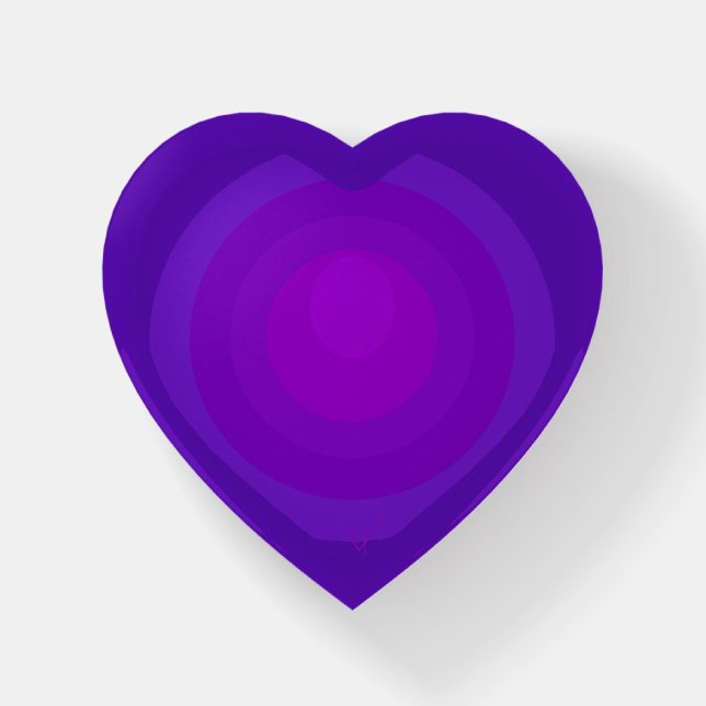 B&W Purple Hearts Beating Paperweight (Front)