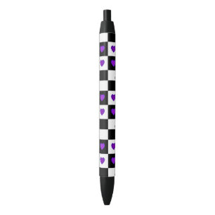 B&W Purple Hearts Beating Pen