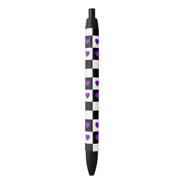 B&W Purple Hearts Beating Pen (Front Vertical)