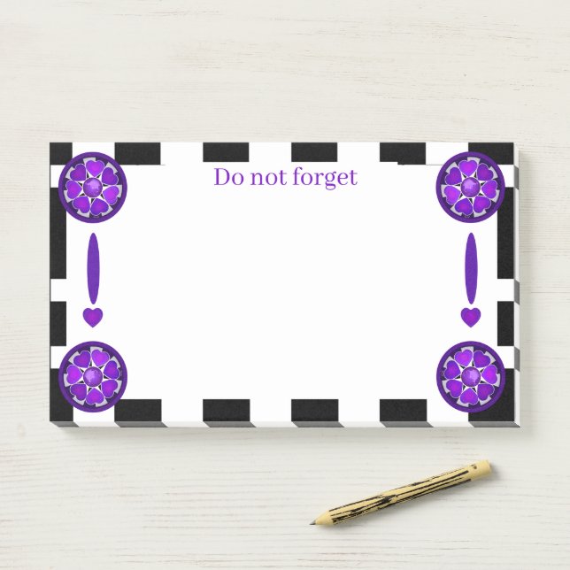 B&W purple hearts beating Post-it Notes (On Desk)