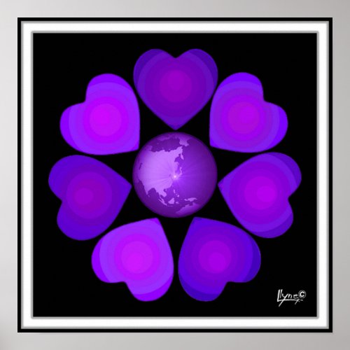 BW Purple Hearts Beating Poster