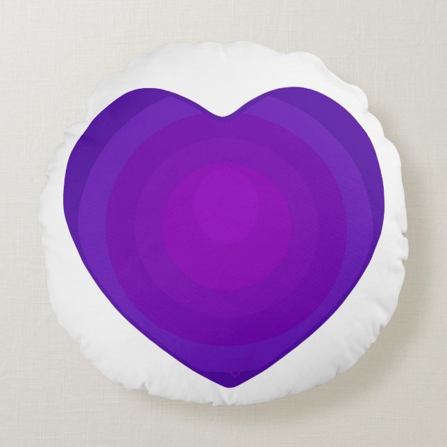 B&W Purple Hearts Beating Round Pillow (Front)