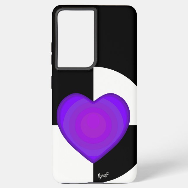 B&W Purple Hearts Beating Samsung Galaxy Case (Back)